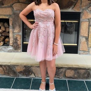 Strapless Light Pink/Peach Formal Dress, Size Medium/Large